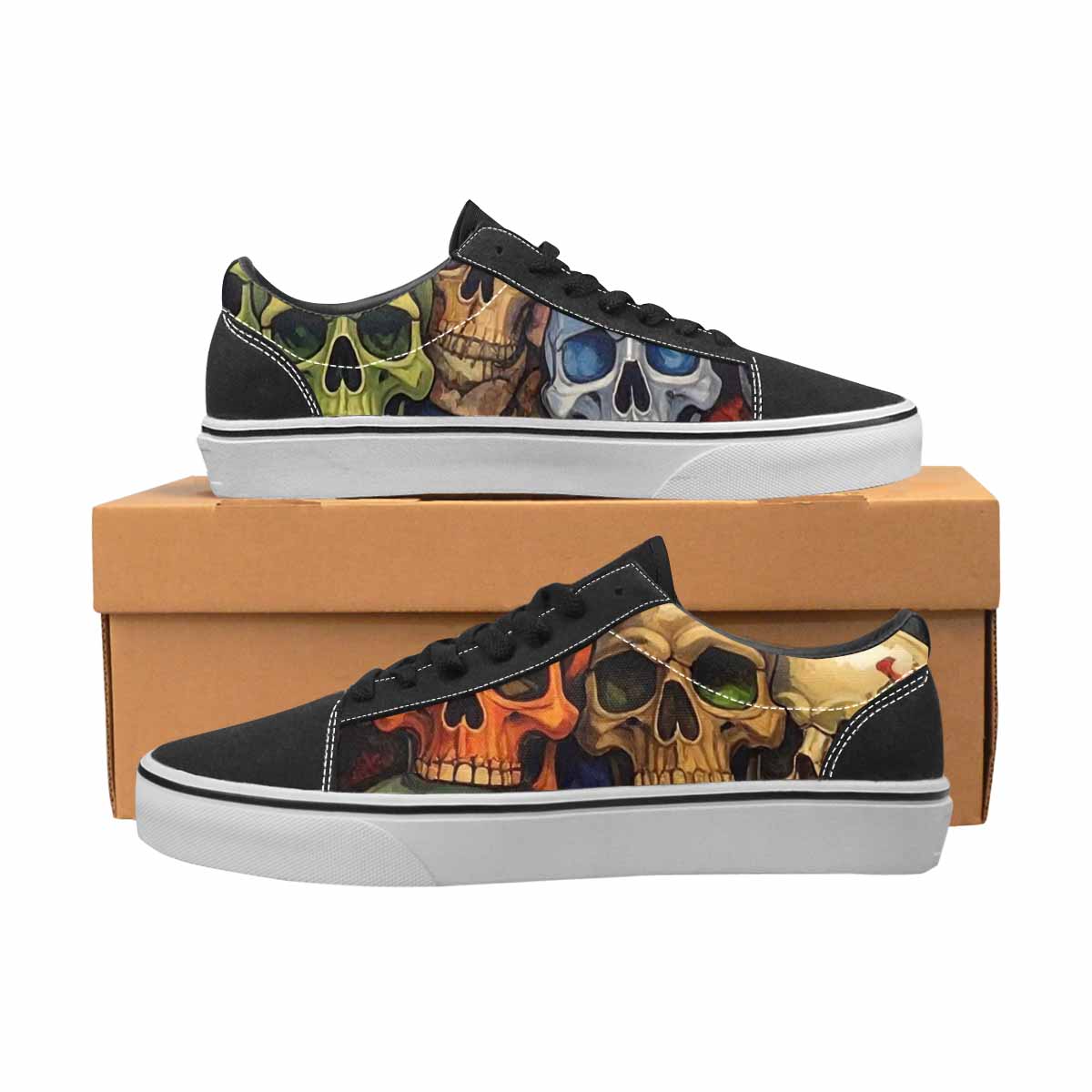 WOMEN'S Skulls Lace-Up Canvas Cottagecore Custom Sneakers