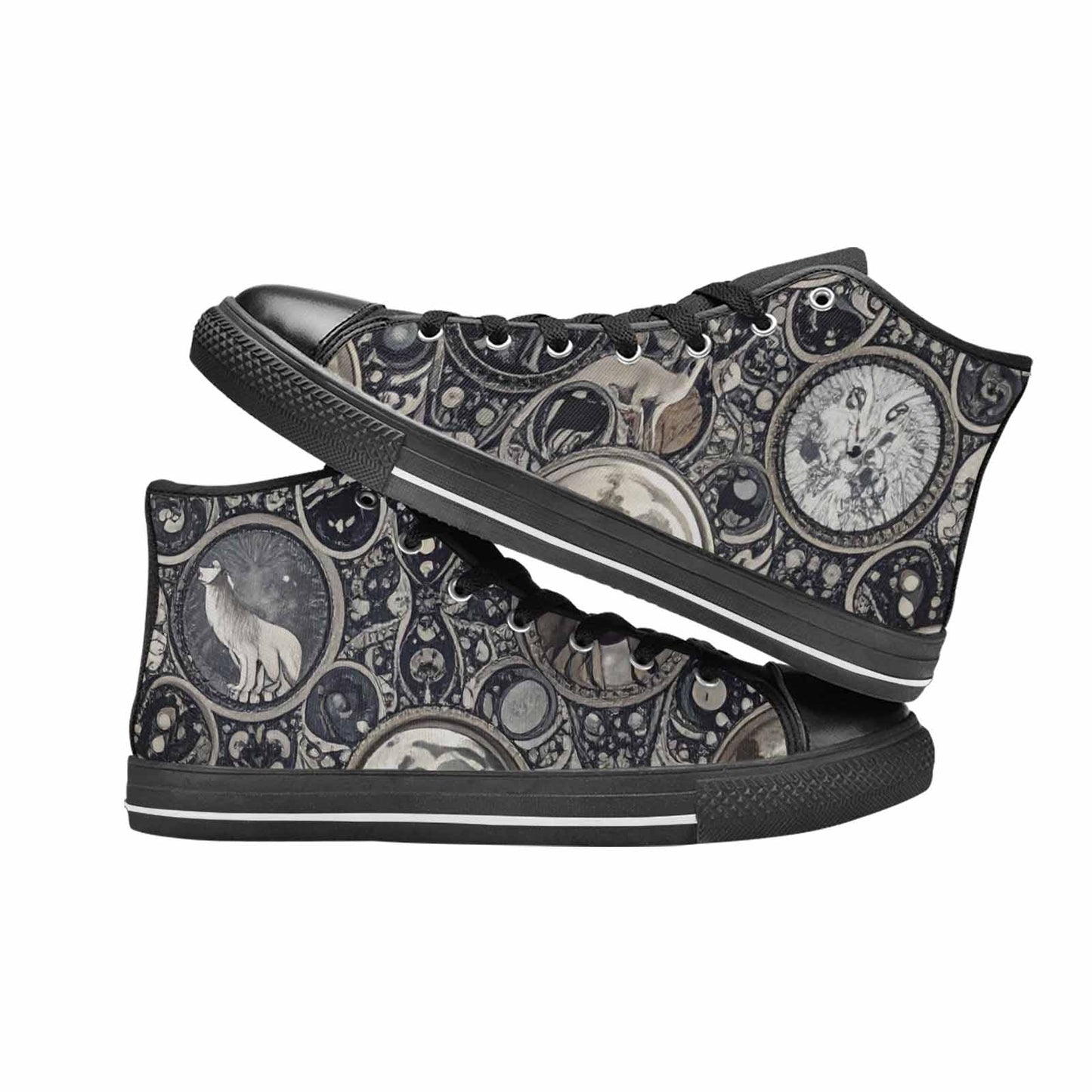 WOMEN'S Wolves Everywhere Collage High Top Canvas Grunge Custom Shoes