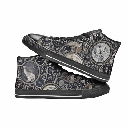 WOMEN'S Wolves Everywhere Collage High Top Canvas Grunge Custom Shoes