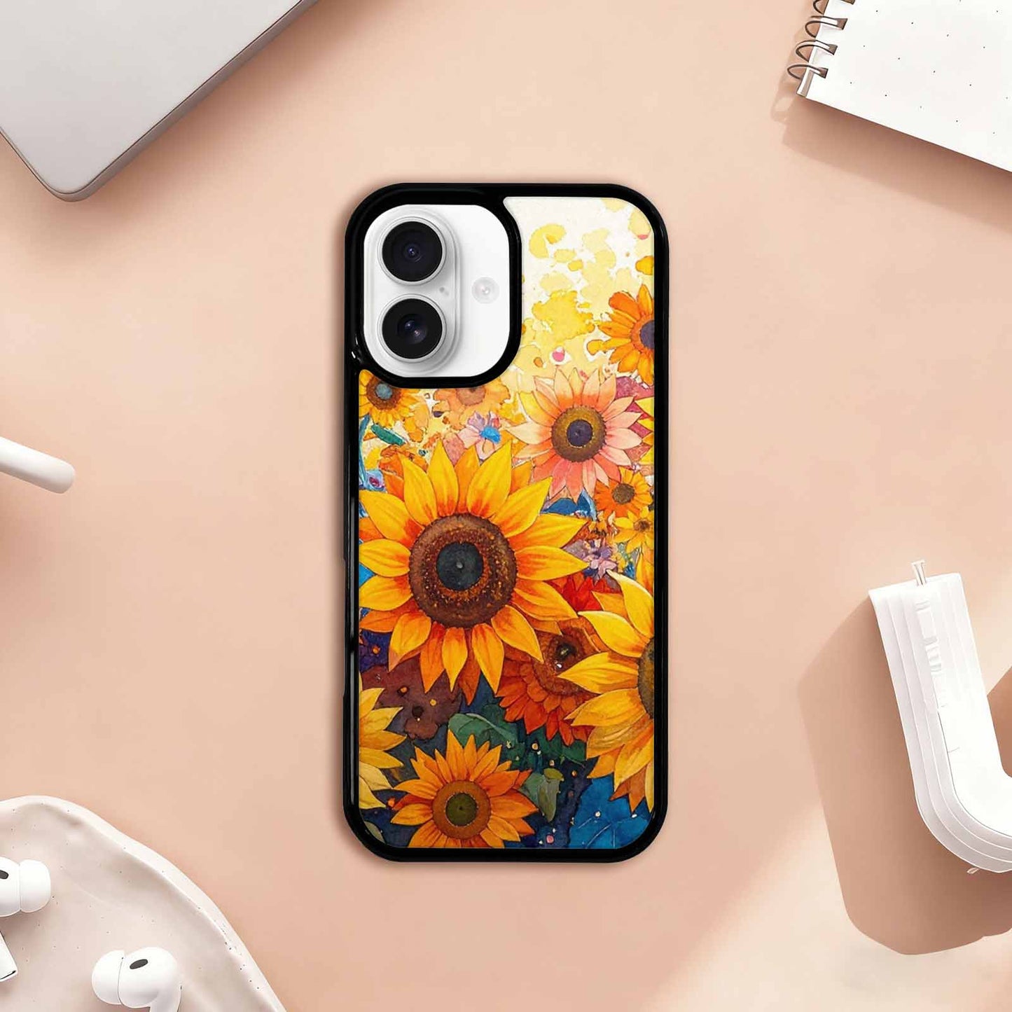 iPhone 17 Case — Full Color Vibrant Sunflower Floral, Personalized Phone Case