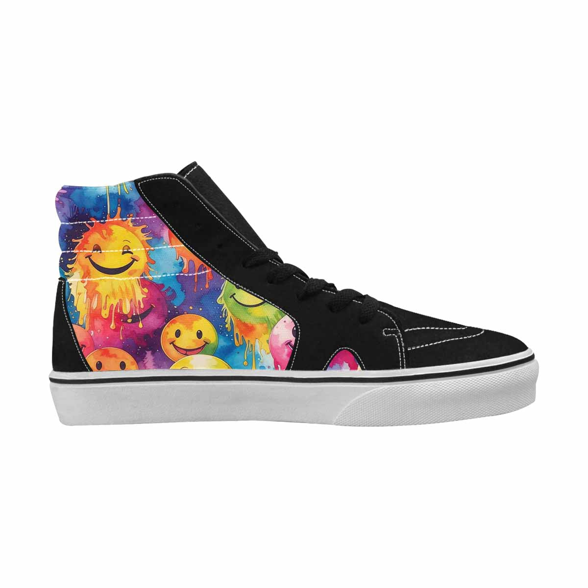 MEN'S Smiley Facessmiley Faces  High Top Canvas Cottagecore Custom Sneakers