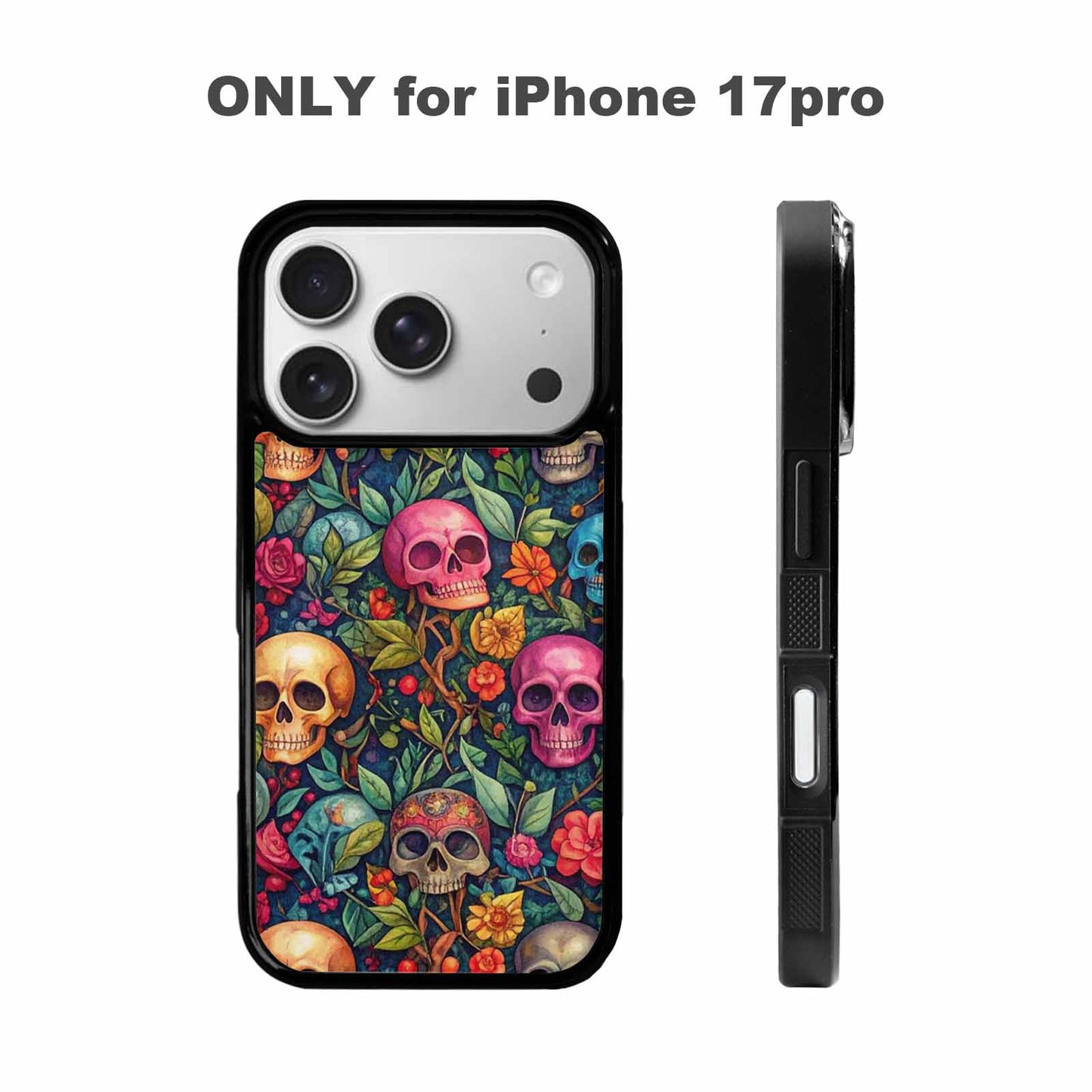 iPhone 17 Pro Case — Skulls Botanicalskulls Pattern Ib9 Gothic Skulls, Custom Phone Case