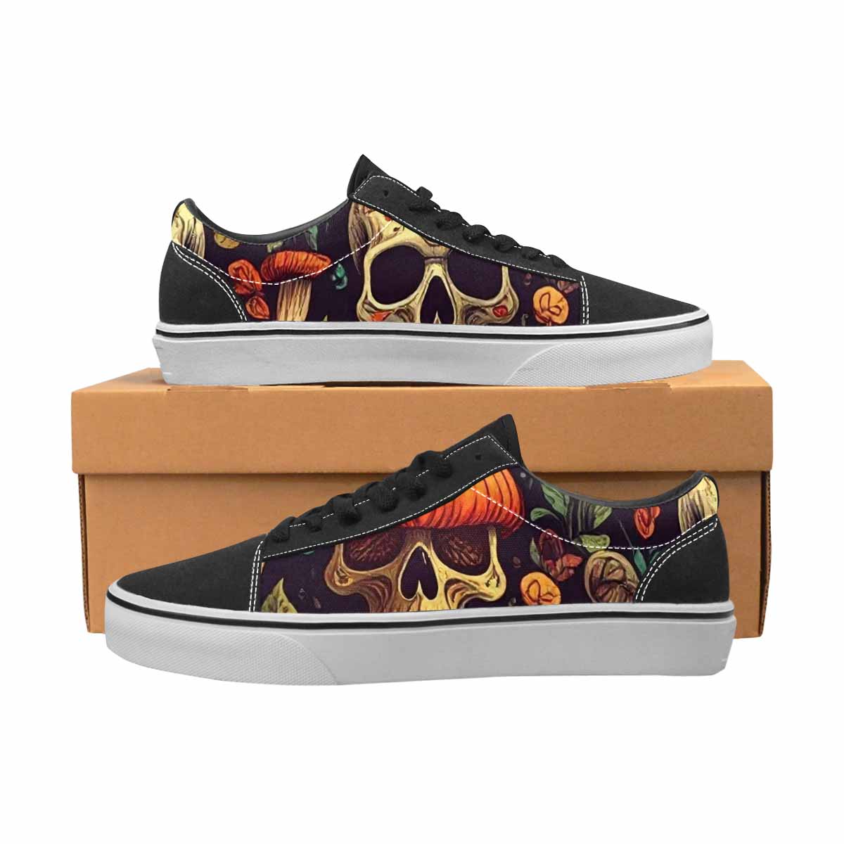 WOMEN'S Mushrooms And Skulls Canvas Lace-Up Dark Academia Custom Shoes