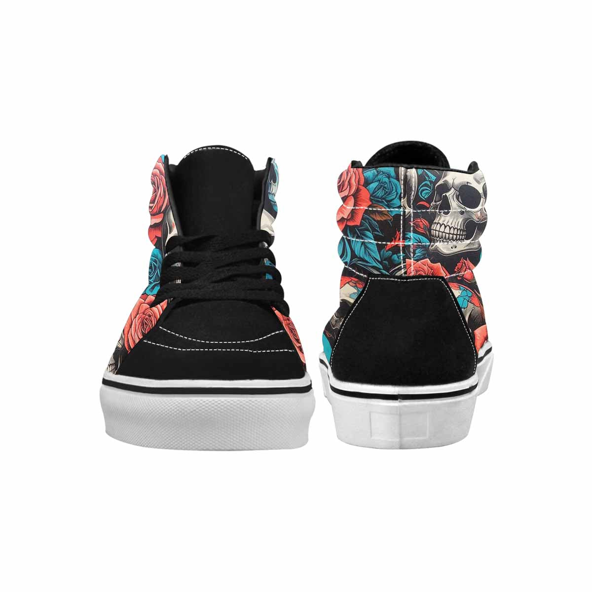 WOMEN'S Skulls Roses Biker Tattoo High Top Canvas Grunge Sneakers