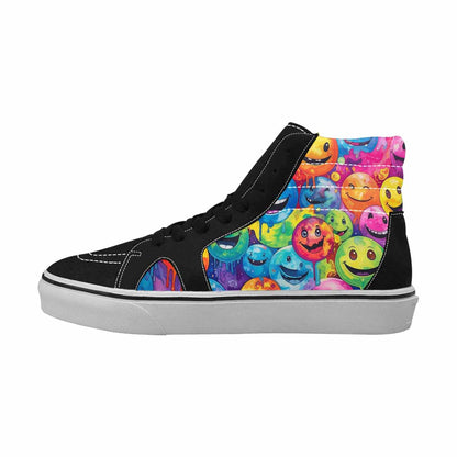 MEN'S Smiley Facessmiley Faces  High Top Canvas Vivid Sneakers