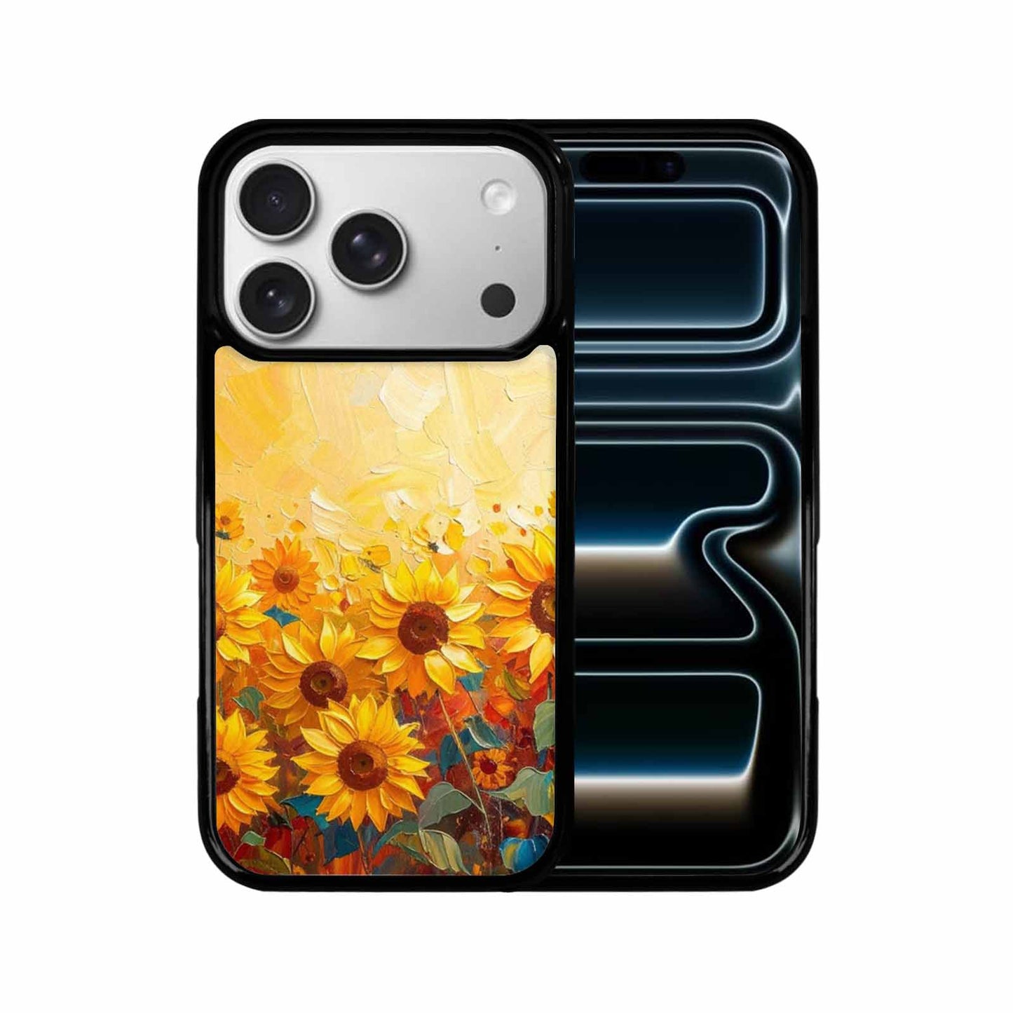 iPhone 17 Pro Case — Impressionist Sunflower Brushstroke Pattern Hundreds Floral, Custom Designed Case Cover