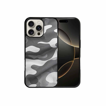 iPhone 16 Pro Max Case — Grey Camo Print, Personalized Phone Case