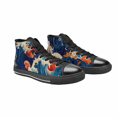 WOMEN'S Ocean Wave High Top Canvas Vibrant Chaos Custom Shoes