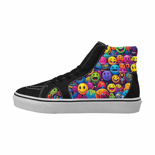 MEN'S Yellow Smiley Face High Top Canvas Dark Academia Custom Sneakers