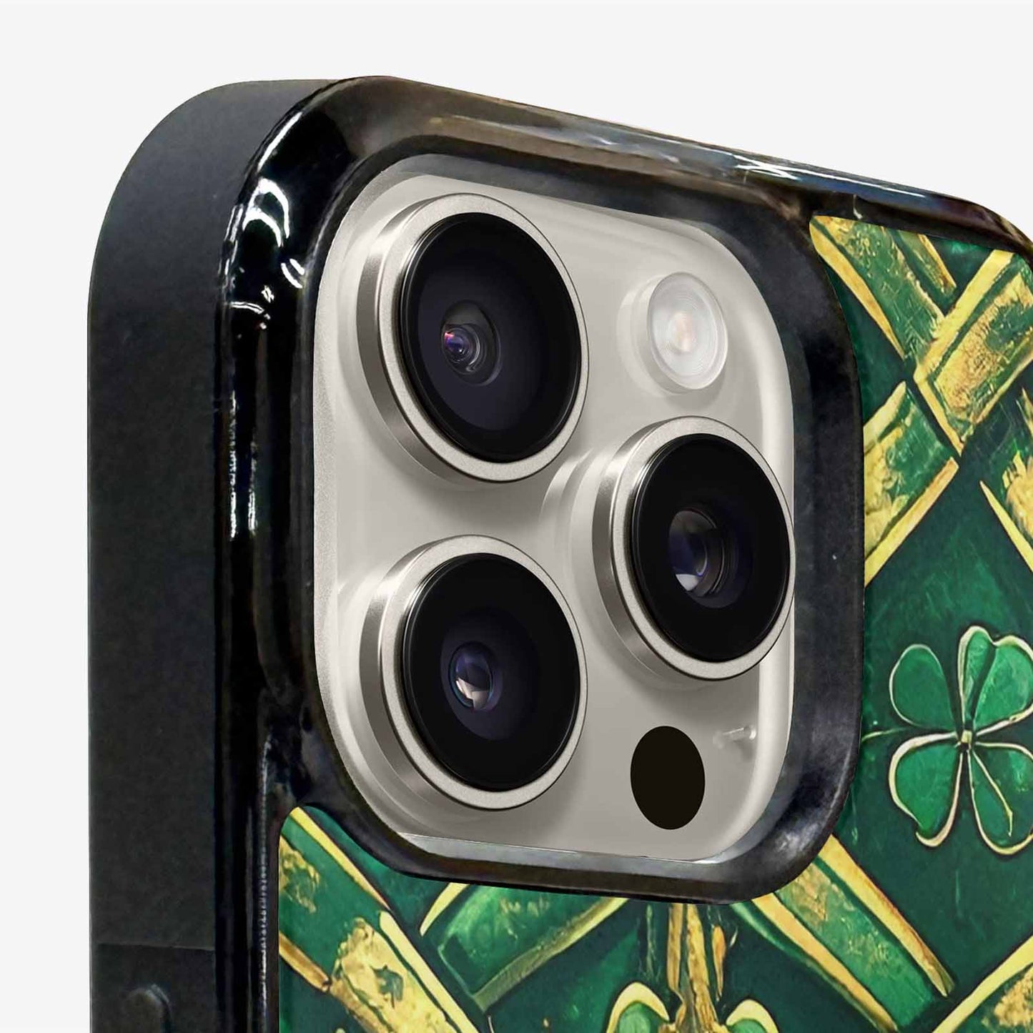 iPhone 15 Pro Max Case — Irish Celtic Knot Pattern Shamrocks Seamless, Customized Protective Case