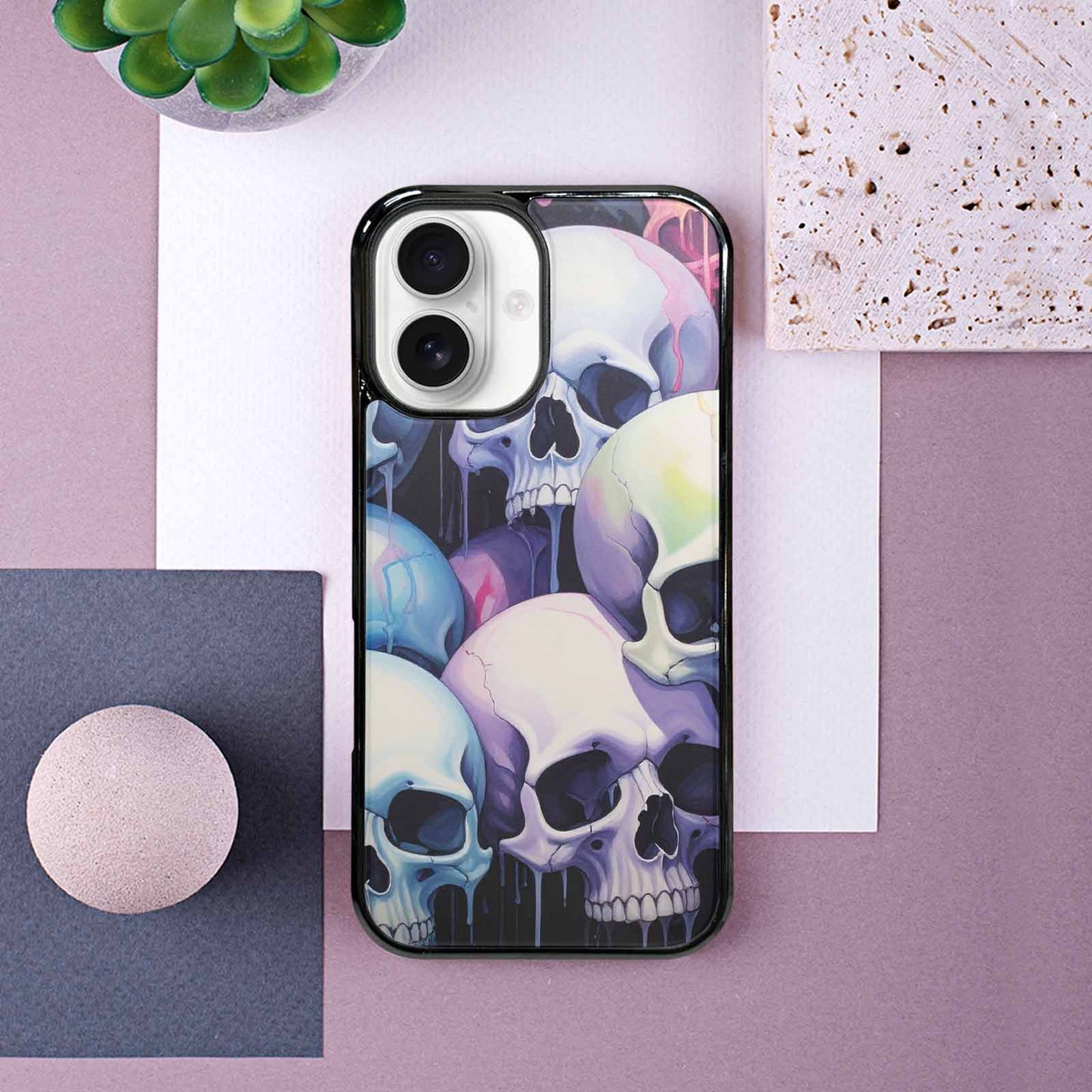 iPhone 16 Case — Dark Black And White Color Tone, Custom Phone Case
