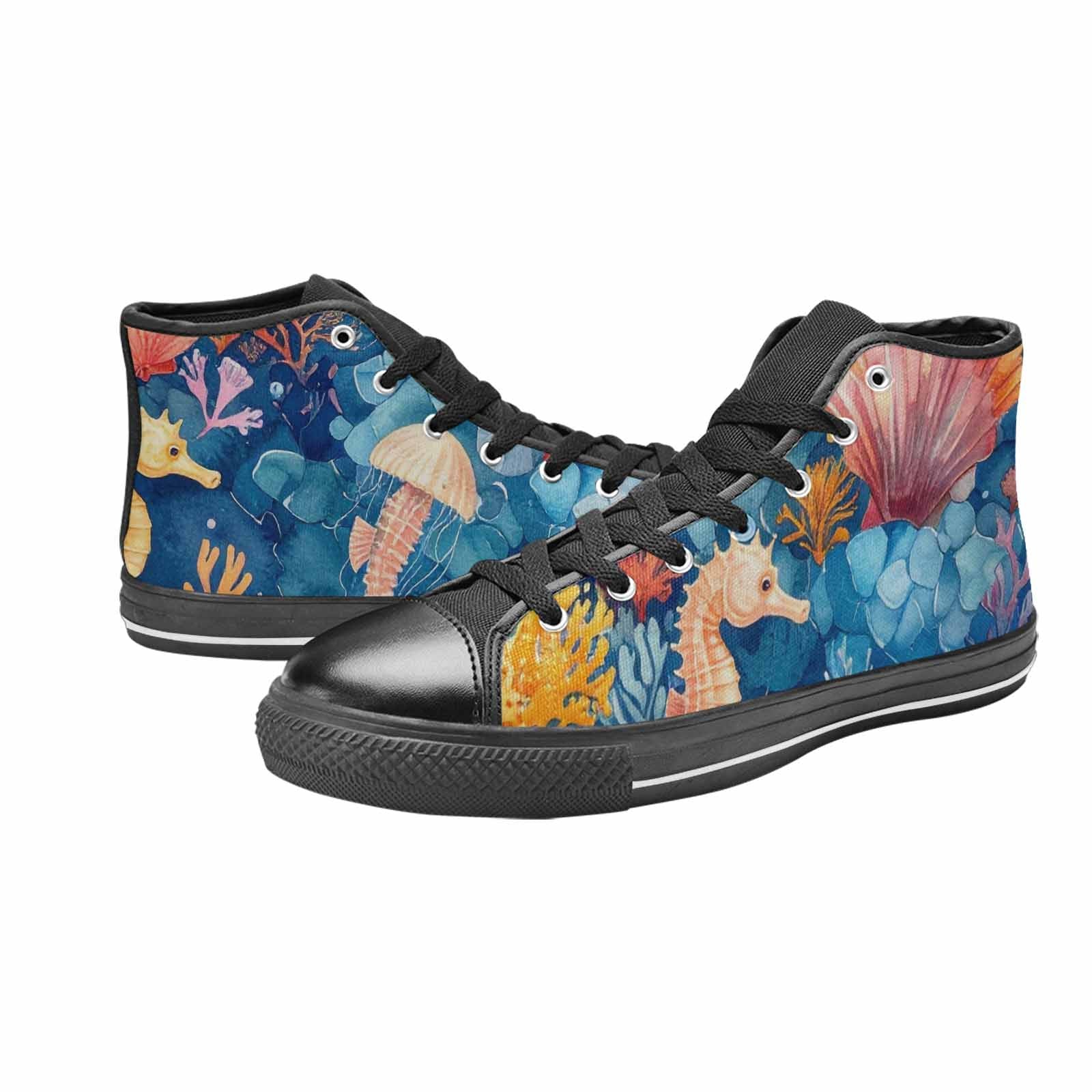 MEN'S Fish Scale Coral High Top Canvas Grunge Custom Shoes