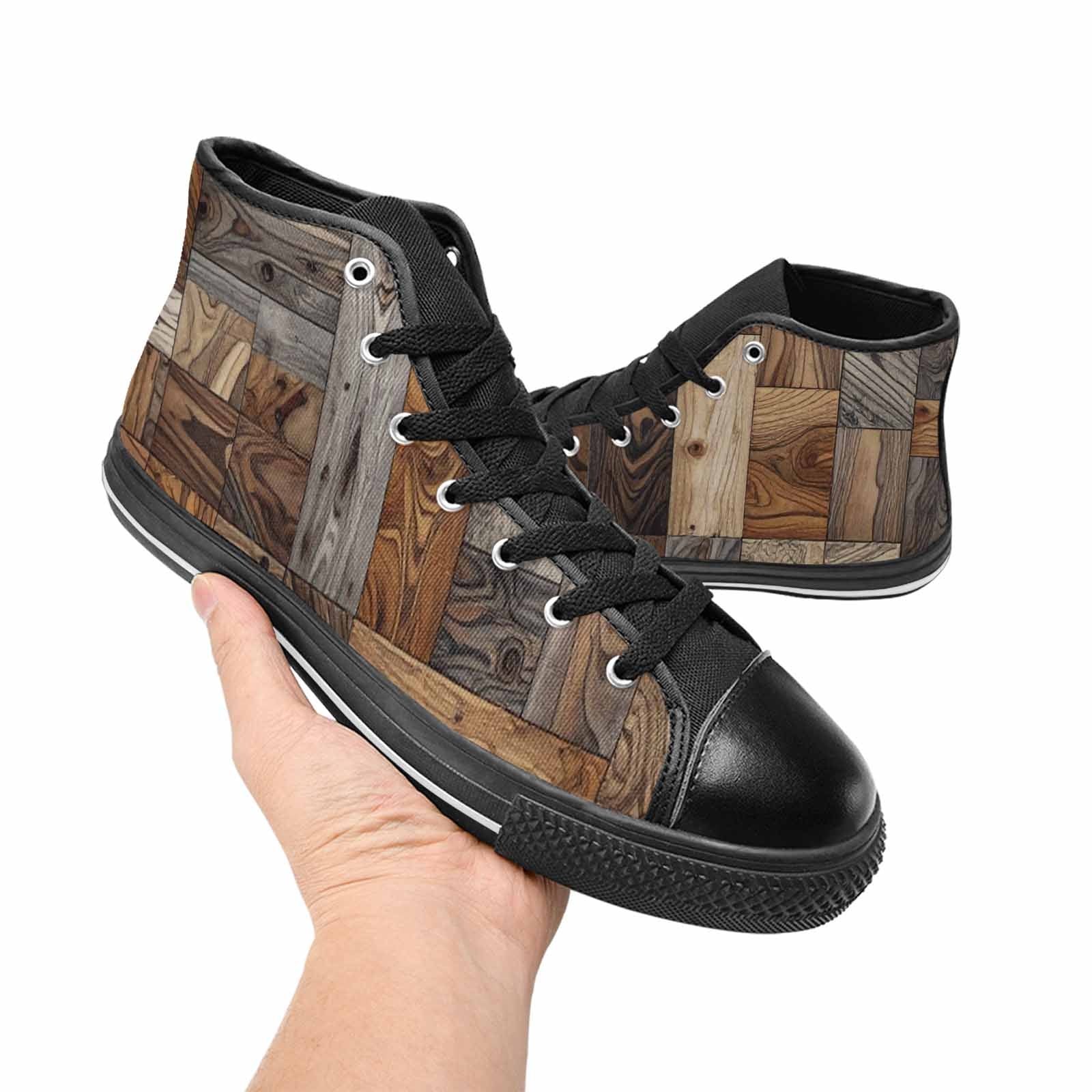 WOMEN'S Wood Grain Texture High Top Canvas Wallpaper Art Custom Sneakers