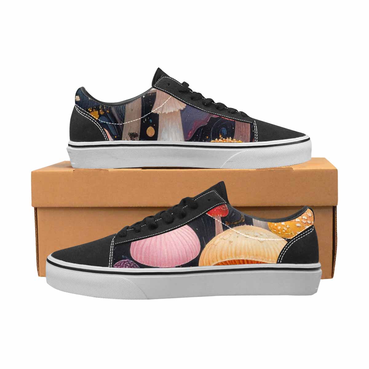 WOMEN'S Mushrooms Lace-Up Canvas Dark Academia Custom Sneakers