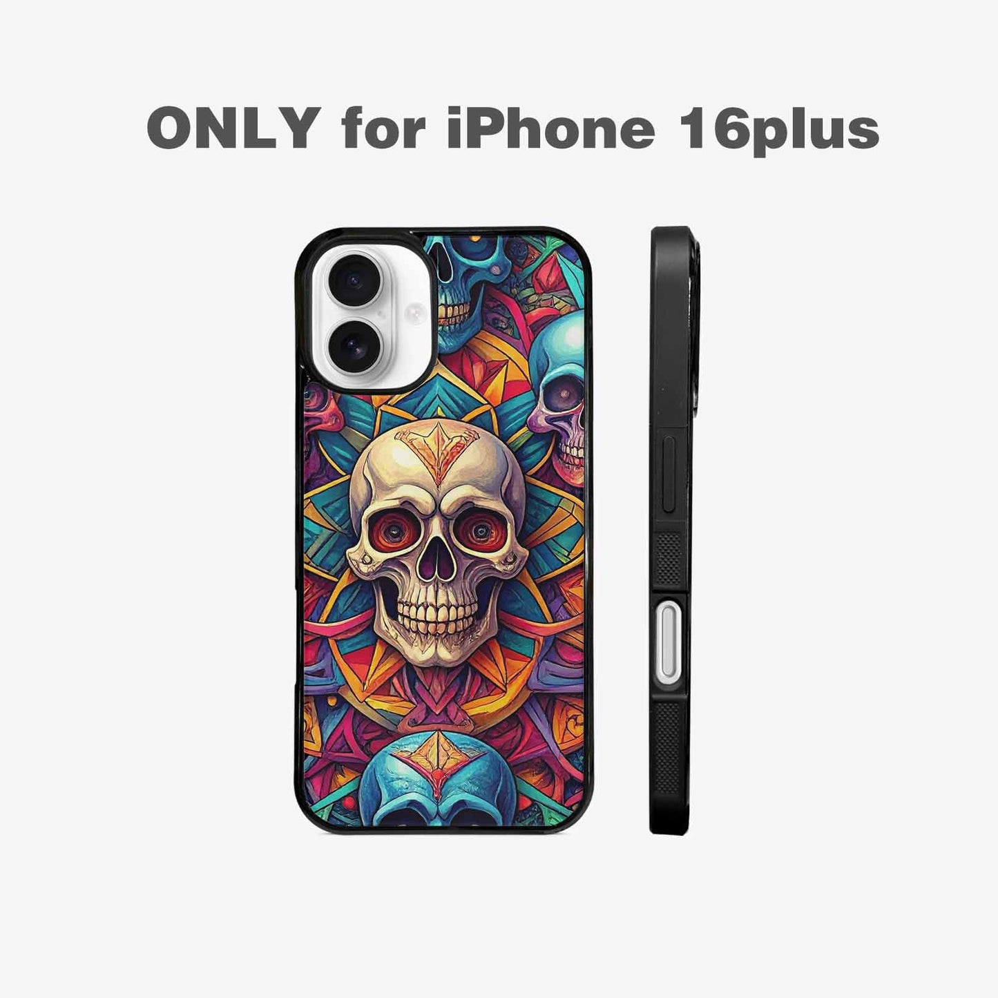 iPhone 16 Plus Case — Sacred Geometry Lots Of Skulls Seamless, Custom Made Phone Cover