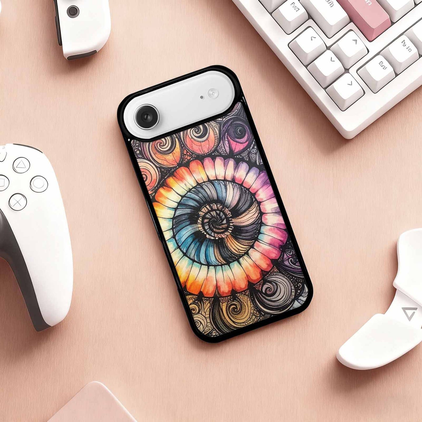 iPhone 17 Air Case — Tie Dye Swirls Black White Tie, Custom Made Phone Cover