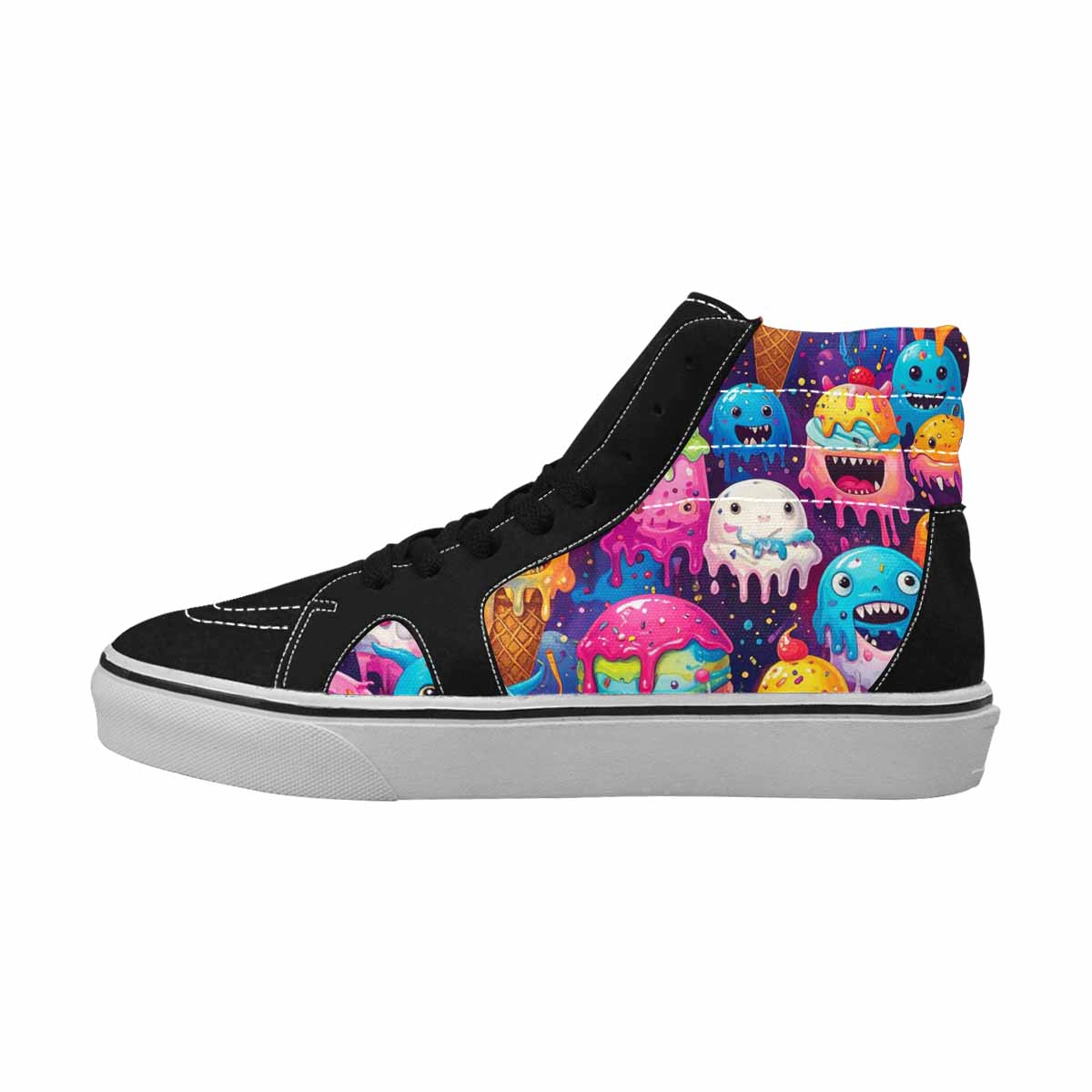MEN'S Melting Ice Cream Monster High Top Canvas Vibrant Chaos Sneakers