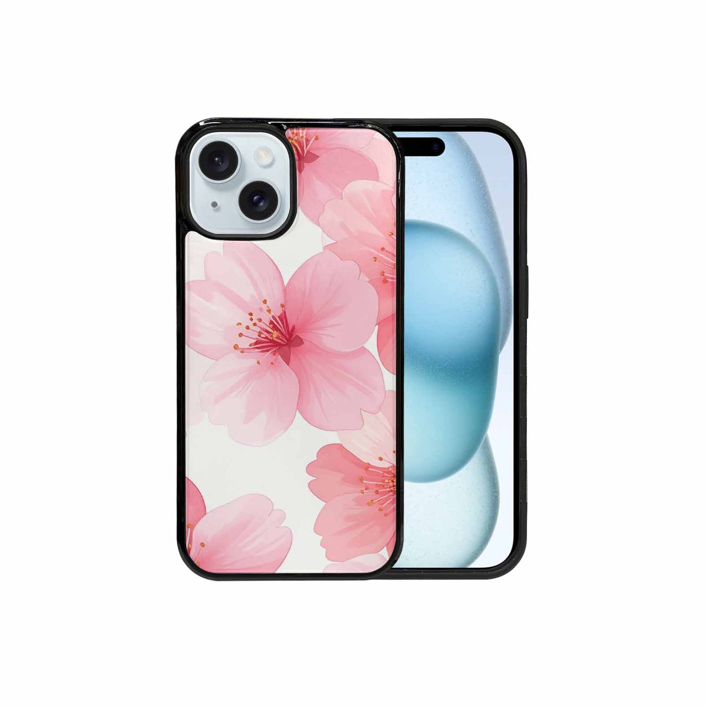 iPhone 15 Case — Japanese Cherry Blossom Pattern Sakura Flowers, Custom Printed Phone Case