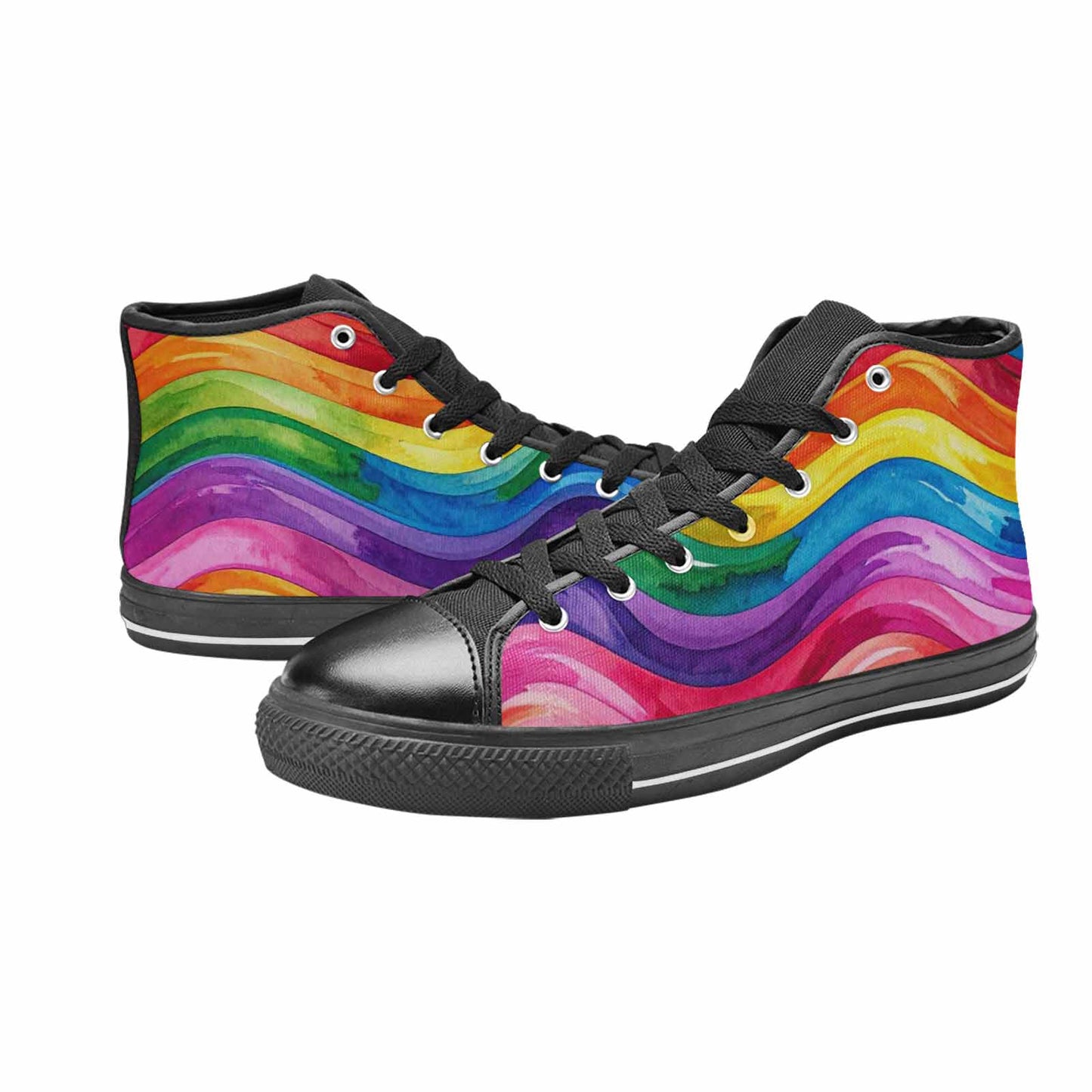 MEN'S Rainbow Pride Flag High Top Canvas Grunge Sneakers