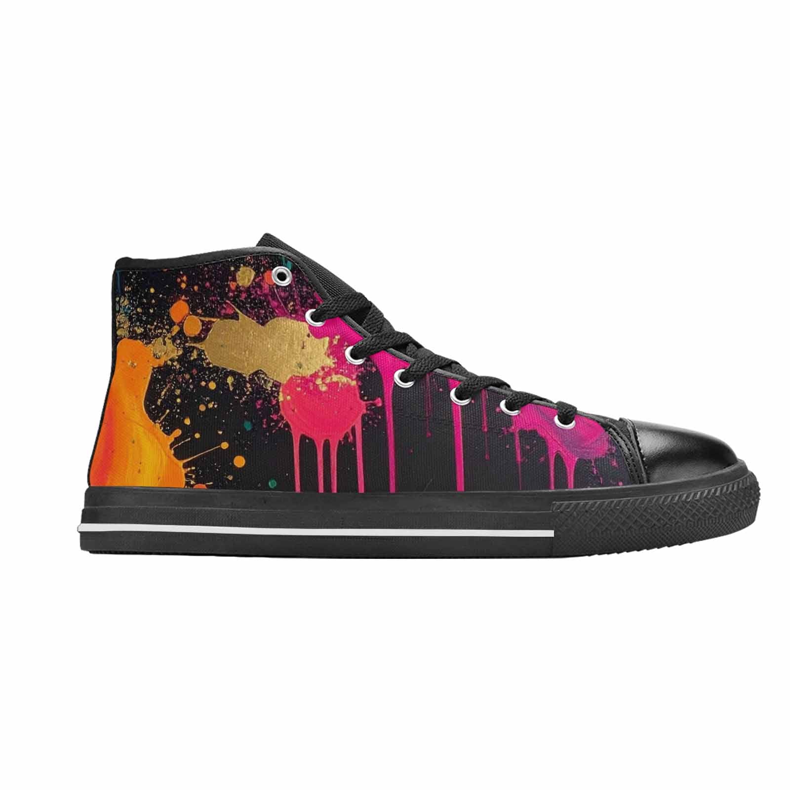 MEN'S Paint Splatter High Top Canvas Cottagecore Custom Shoes