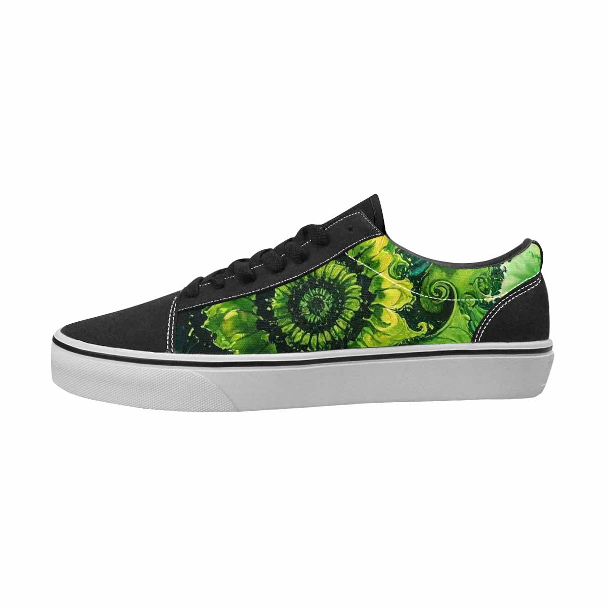 WOMEN'S Tie Dye Black & Green Ink Canvas Statement Vibrant Chaos Sneakers