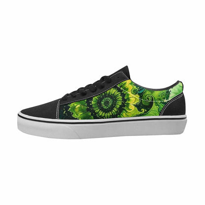 WOMEN'S Tie Dye Black & Green Ink Canvas Statement Vibrant Chaos Sneakers