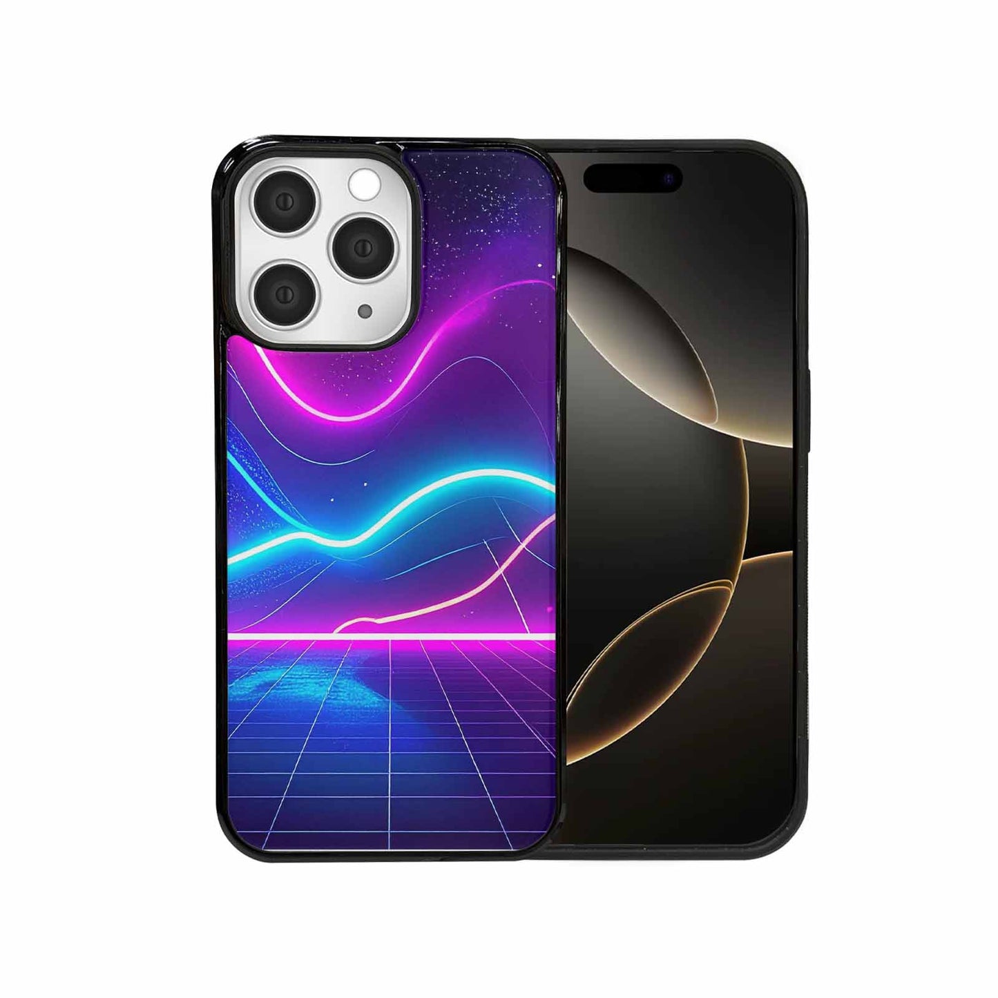 iPhone 15 Pro Max Case — 1980s Neon Cartoon Art Pattern, Custom Phone Case