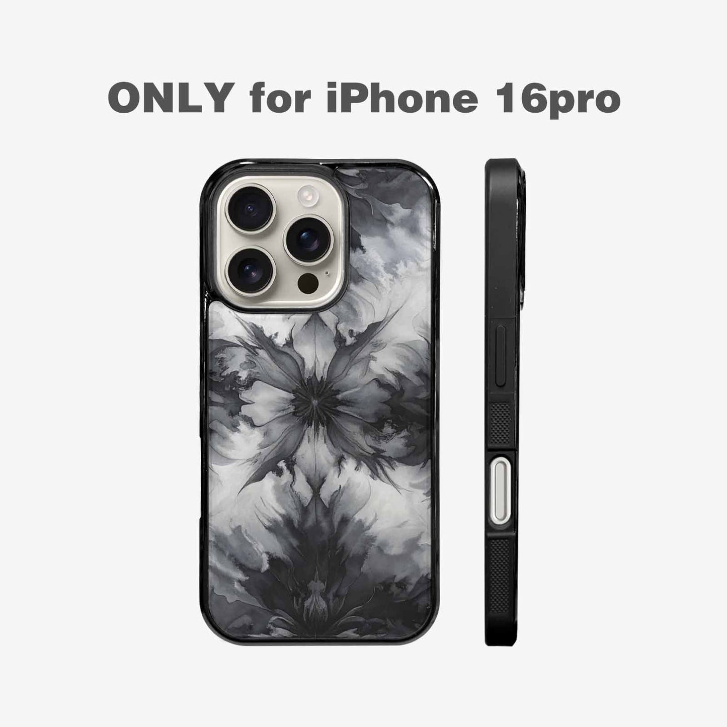 iPhone 16 Pro Case — Tie Dye Black And Gray Blended, Custom Printed Phone Case