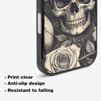 iPhone 16 Plus Case — 20 Skulls Overlapping Seamless Tileable Pattern, Custom Printed Phone Case
