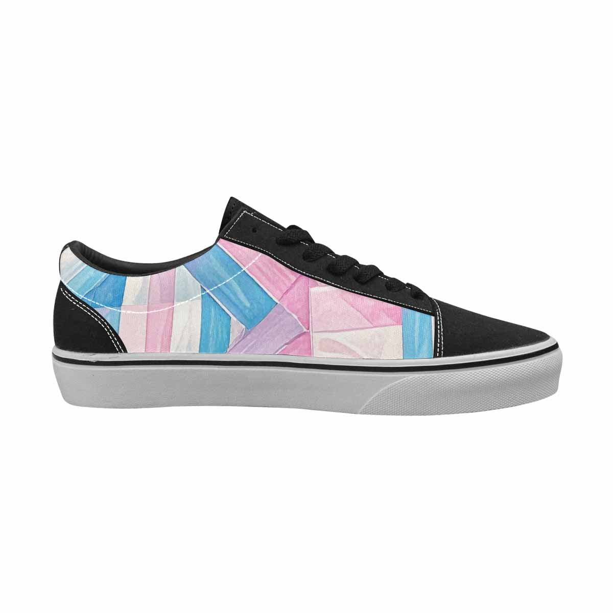 MEN'S Transgender Flag Color Canvas Lace-Up Vivid Custom Sneakers