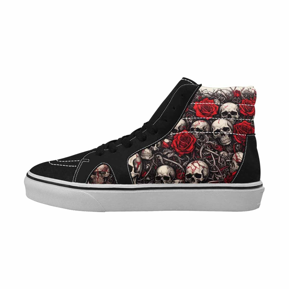 MEN'S Skull Roses High Top Canvas Wallpaper Art Sneakers