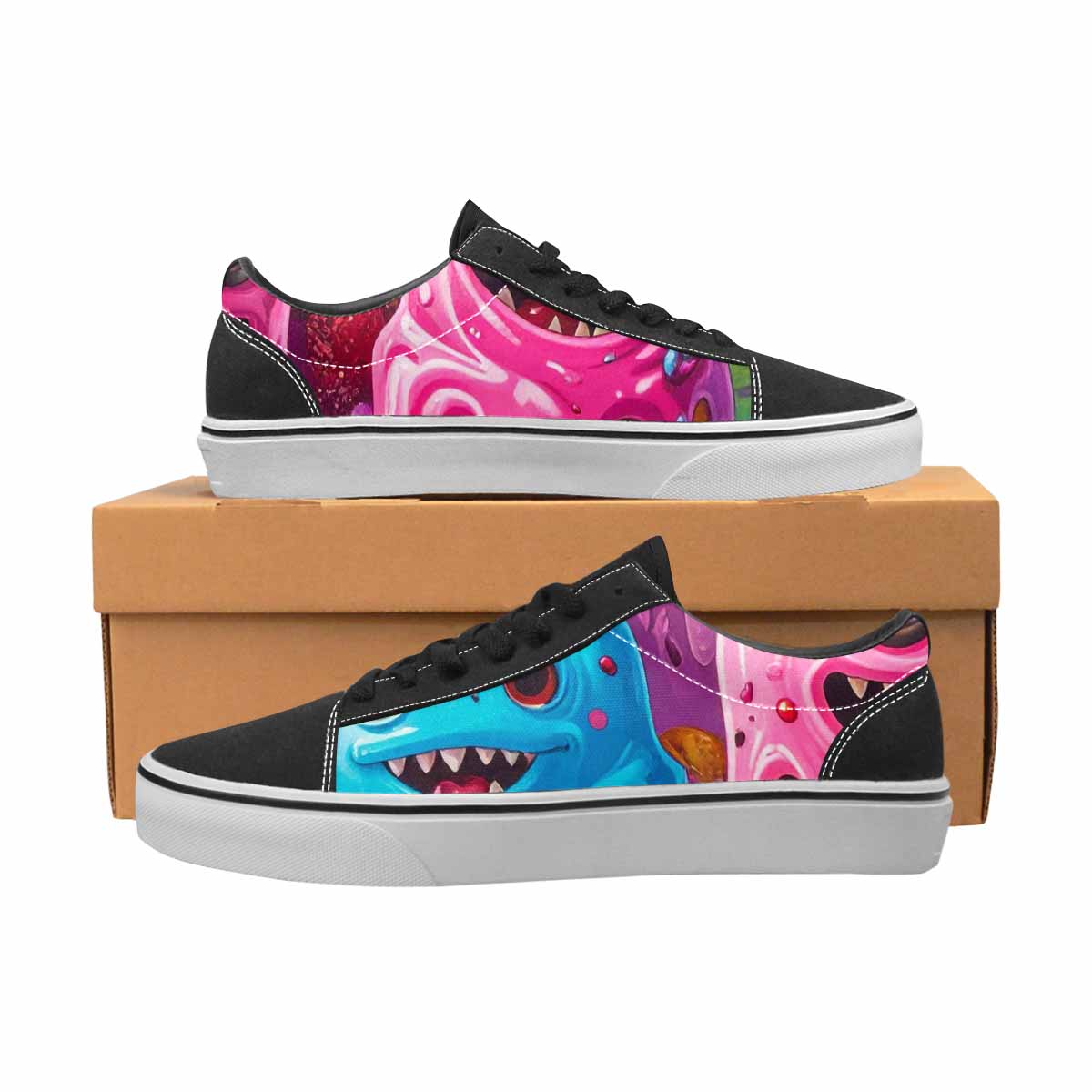 WOMEN'S Melting Icecream Monster Cherry Canvas Lace-Up Neon Fantasy Shoes