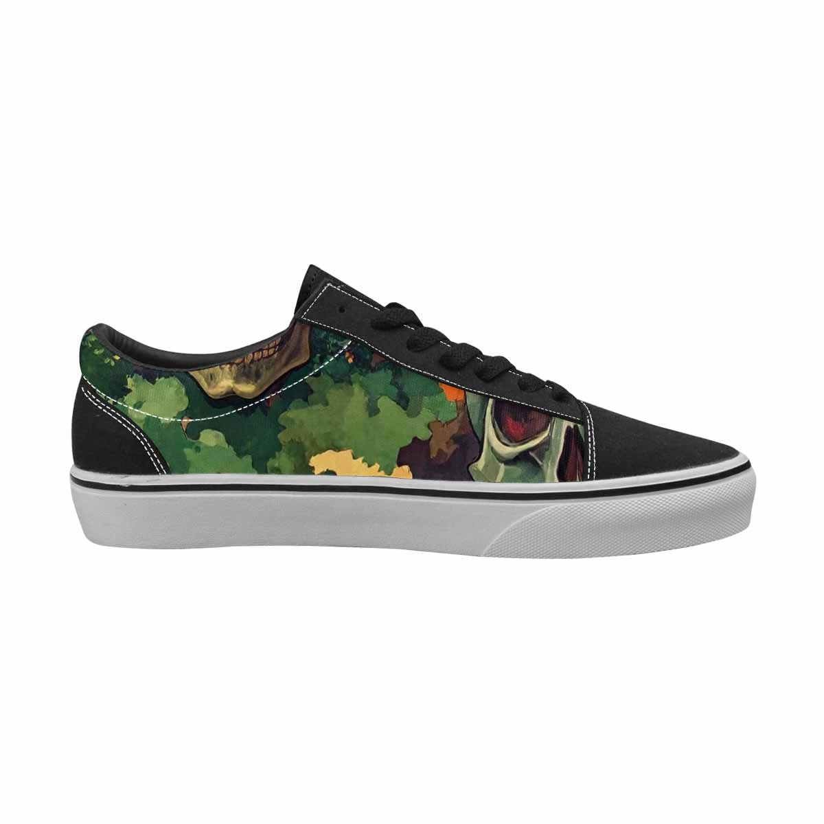 WOMEN'S Skulls  Camo Skulls Lace-Up Canvas Kaleidoscope Custom Sneakers