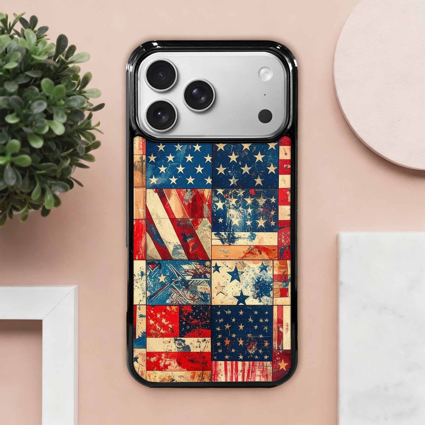 iPhone 17 Pro Max Case — Small American Flag Stars Galaxy Space, Custom Made Phone Cover