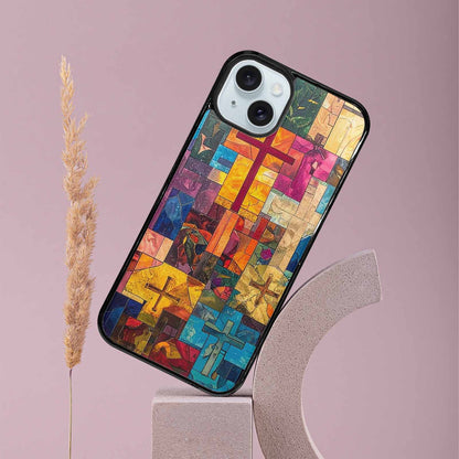 iPhone 15 Plus Case — Faith Cross And Faith Icons Pattern, Custom Made Phone Cover