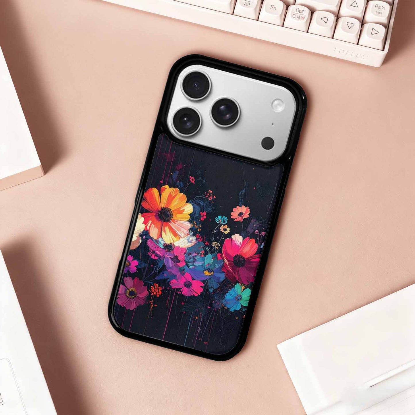 iPhone 17 Pro Case — Shadowy Glitch Floral Pattern Hundreds Floral, Custom Art Phone Cover
