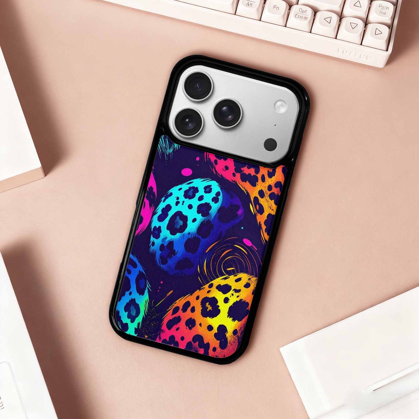 iPhone 17 Pro Case — Leopard Print Neon Seamless Pattern Animal, Custom Designed Case Cover