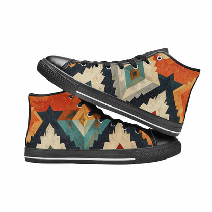 WOMEN'S Southwestern Geometric Diamond High Top Canvas Vivid Shoes