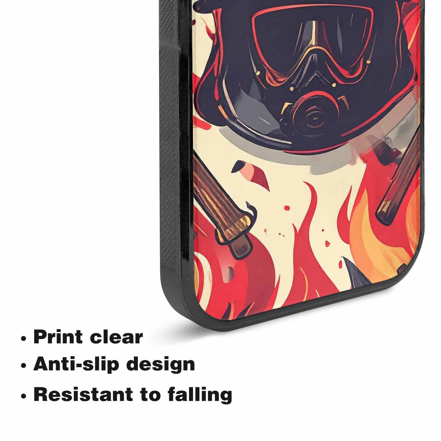 iPhone 15 Plus Case — Firefighter Pattern Flames Axes Helmets Seamless, Unique Phone Case Design