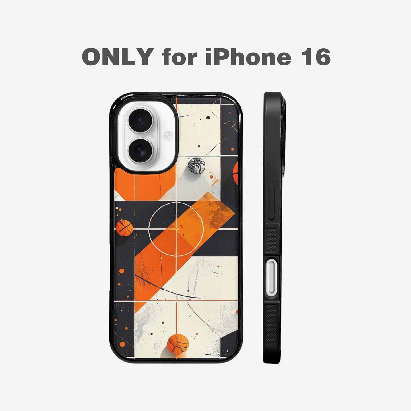 iPhone 16 Case — Basketball Pattern Court Lines And Balls, Unique Phone Case Design