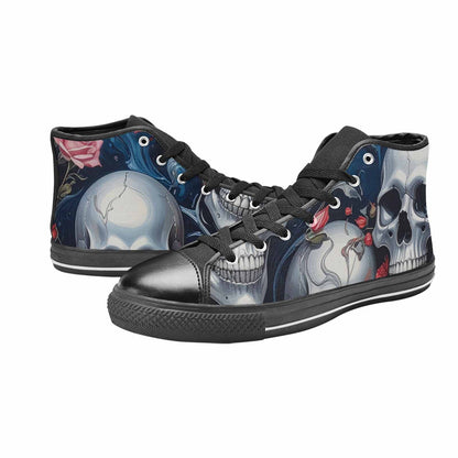 WOMEN'S Skulls Roses Chrome Airbrush High Top Canvas Cottagecore Shoes