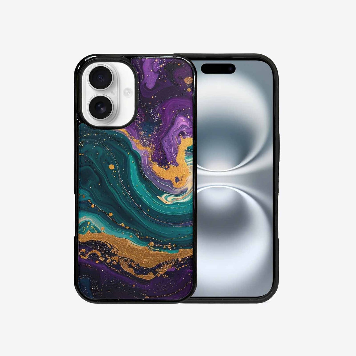 iPhone 16 Case — Marbled Swirl Texture Blended With Galaxy, Original Design Phone Case