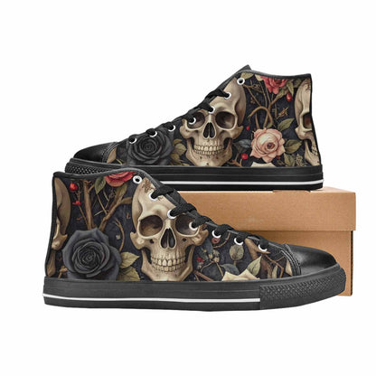 MEN'S Skulls - Roses High Top Canvas Vivid Custom Sneakers