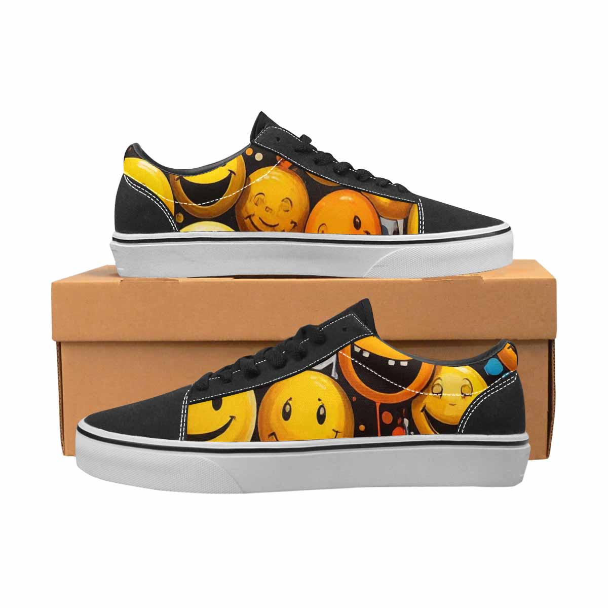 WOMEN'S Melting Moon Smiley — Lace-Up Canvas Dreamcore Custom Shoes