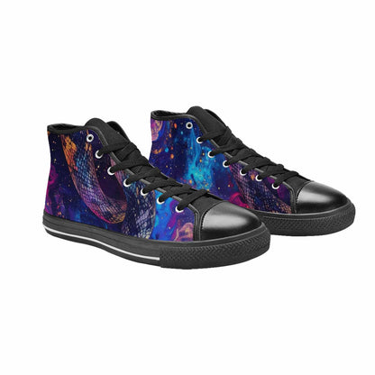 MEN'S Galaxy Snake Print High Top Canvas Neon Fantasy Shoes