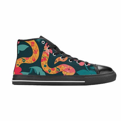 WOMEN'S Floral Snake Print High Top Canvas Aesthetic Sneakers