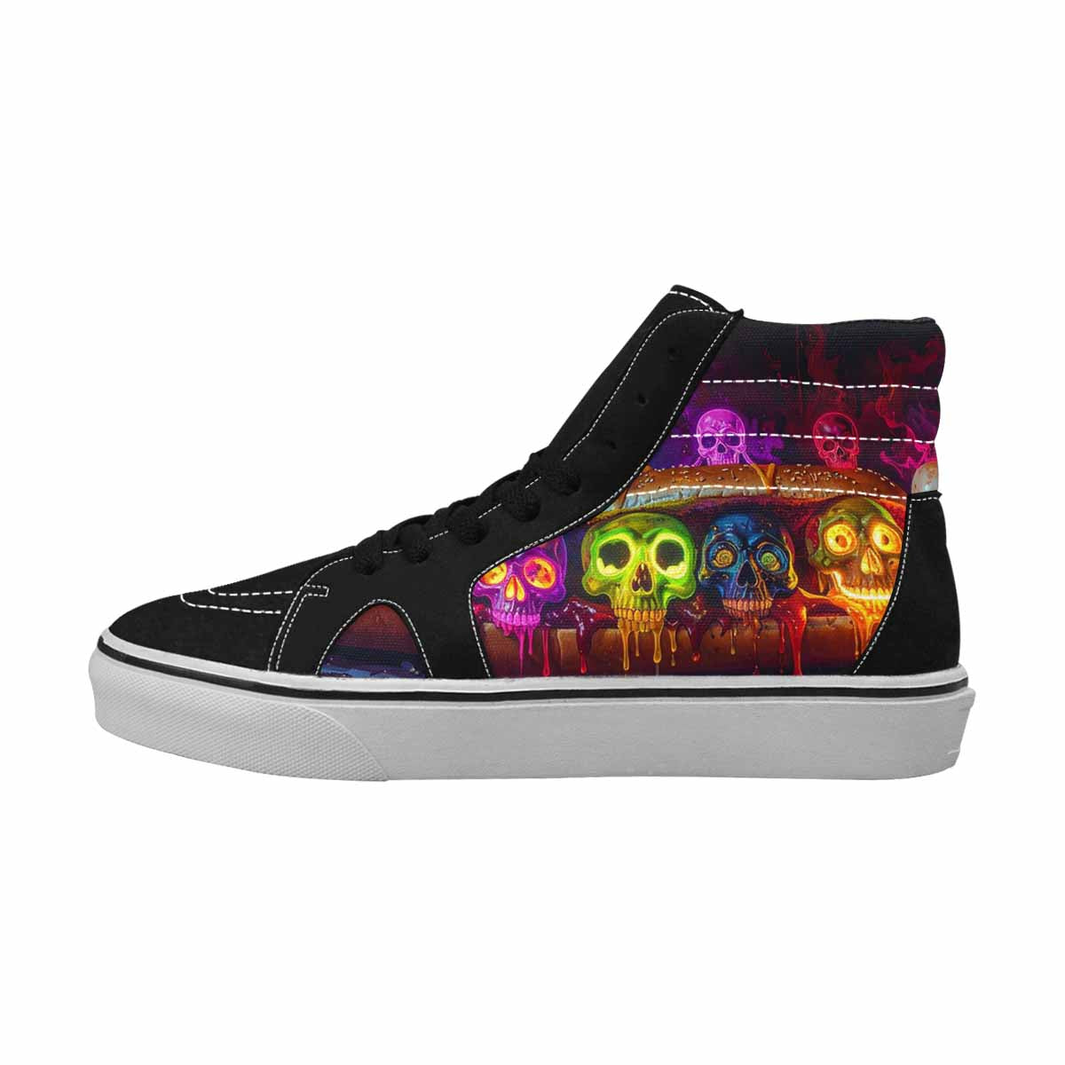 MEN'S Toxic Skeleton Hot Dog High Top Canvas Wallpaper Art Custom Sneakers