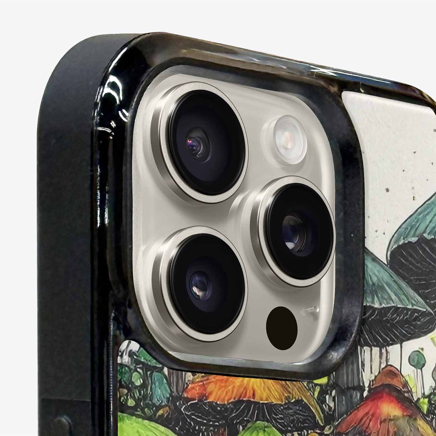 iPhone 16 Pro Case — Rainbow Drip Mushrooms Black Green Ink, Customized Protective Case
