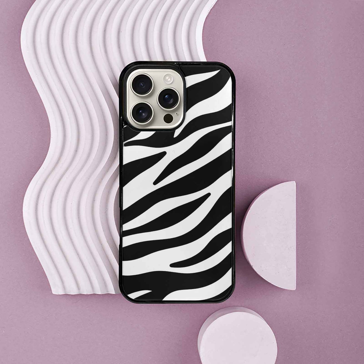 iPhone 16 Pro Max Case — Zebra Print Black White Custom, Custom Designed Case Cover