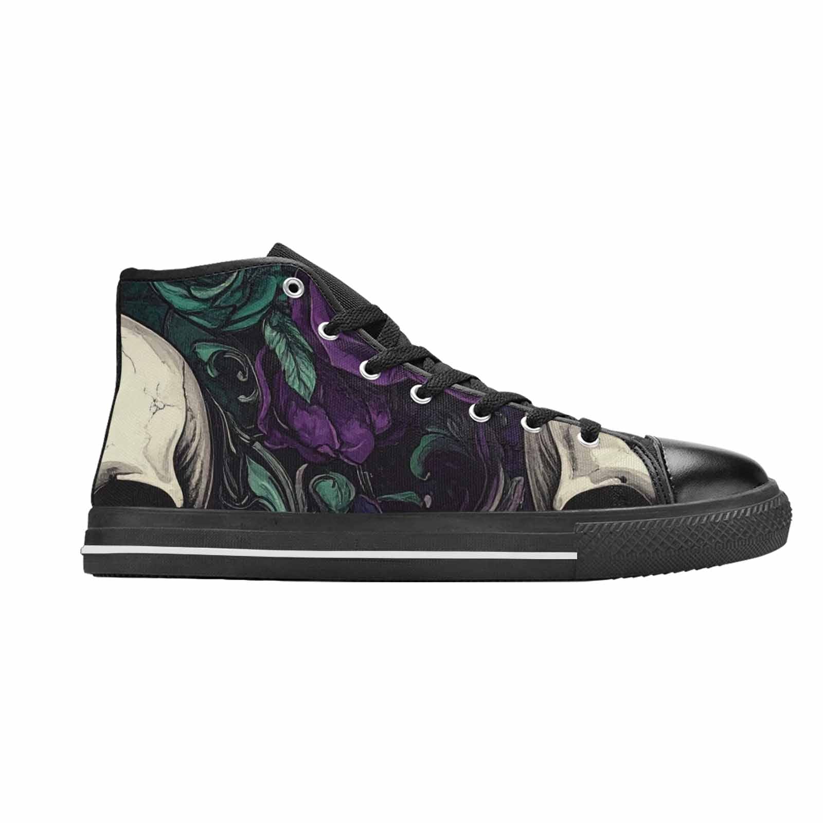 MEN'S Skulls Roses Gothic Filigree High Top Canvas Neon Fantasy Custom Shoes